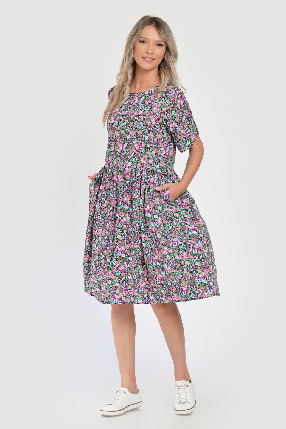 Rochie Medie V287, cu model Floral - 3 | YEO